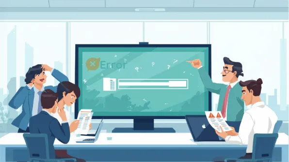 Equipo comercial enfrentando un archivo de ventas bloqueado